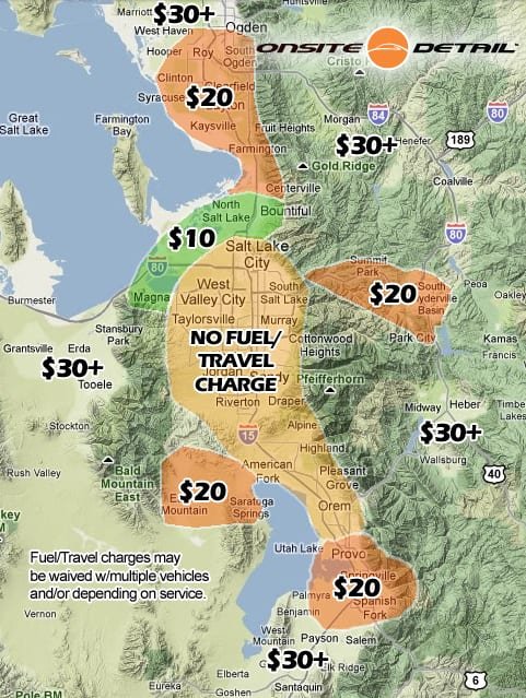 map Salt Lake County, Utah County & Surrounding Onsite Detail Services Areas