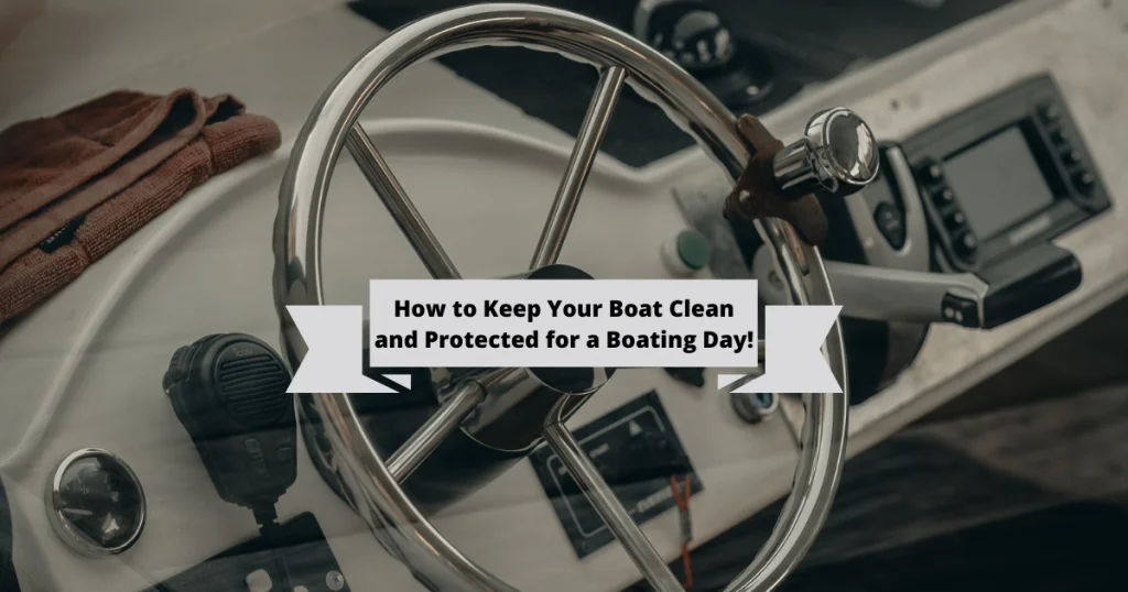 Photo of the steering wheel of a boat